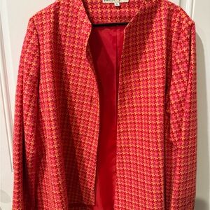 Norm Thompson Pink and Orange Houndstooth Blazer